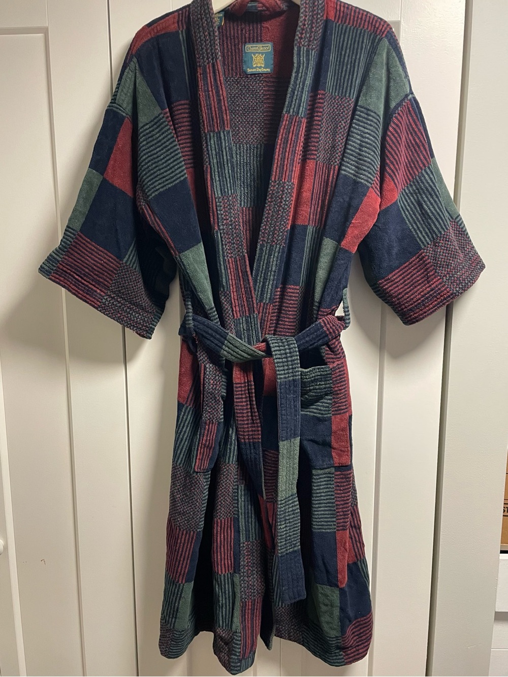 80s 90s Vintage Hudson's Bay Company Charter Collection Patchwork Plaid Robe Men